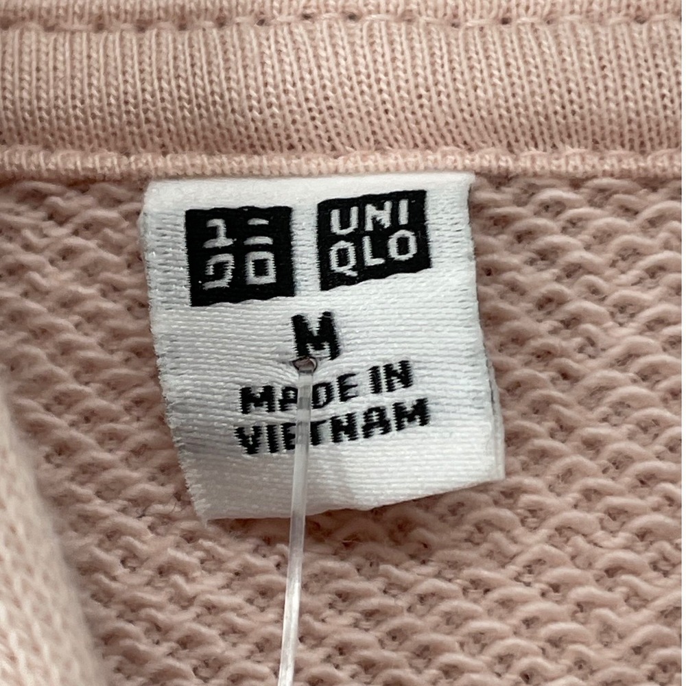 Uniqlo Women Hoodie Full Zip Sweatshirt Pink Cotton Blend Medium NWT - Picture 4 of 7
